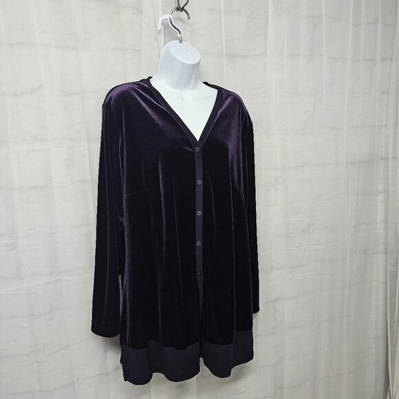 Vintage Venezia Purple Velour Cardigan Goth Dark Academia 14/16 - Picture 5 of 11